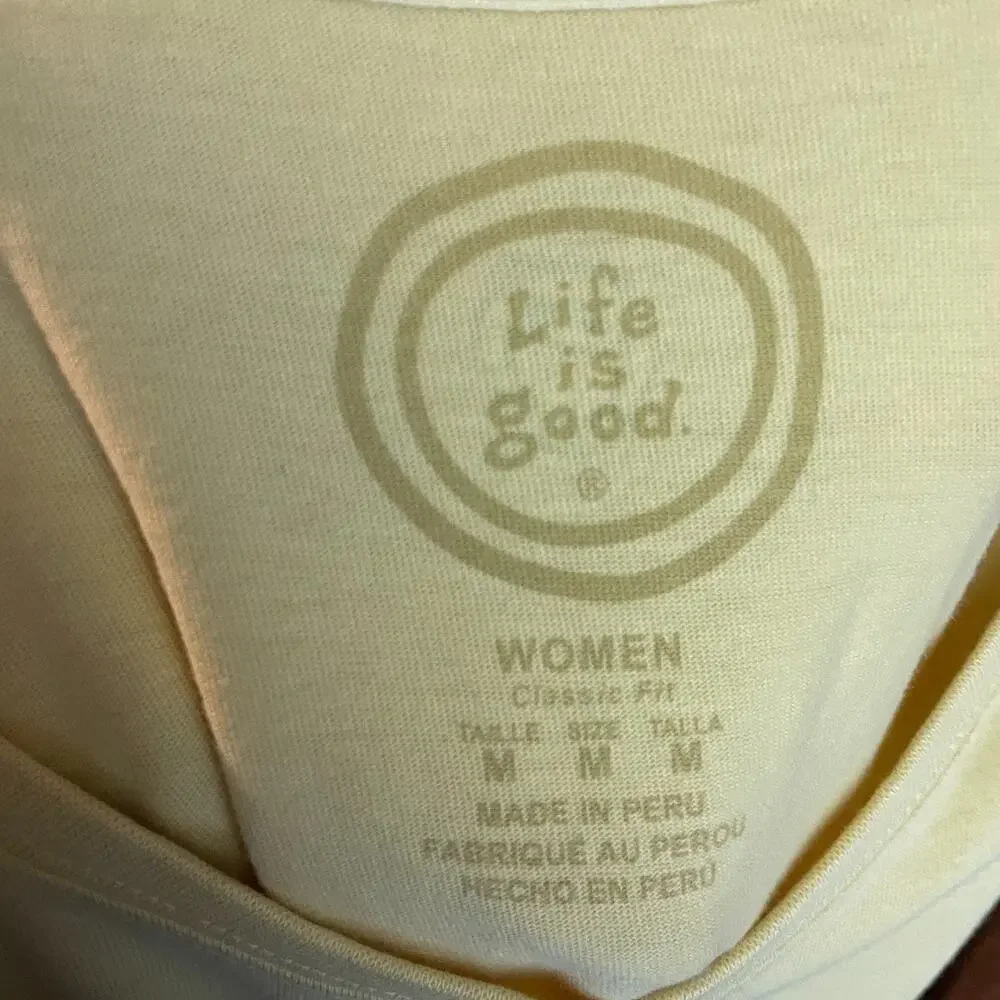Women Medium Life is Good Yellow 'All Together Now' Short Sleeve Classic Fit Tee - Picture 4 of 5